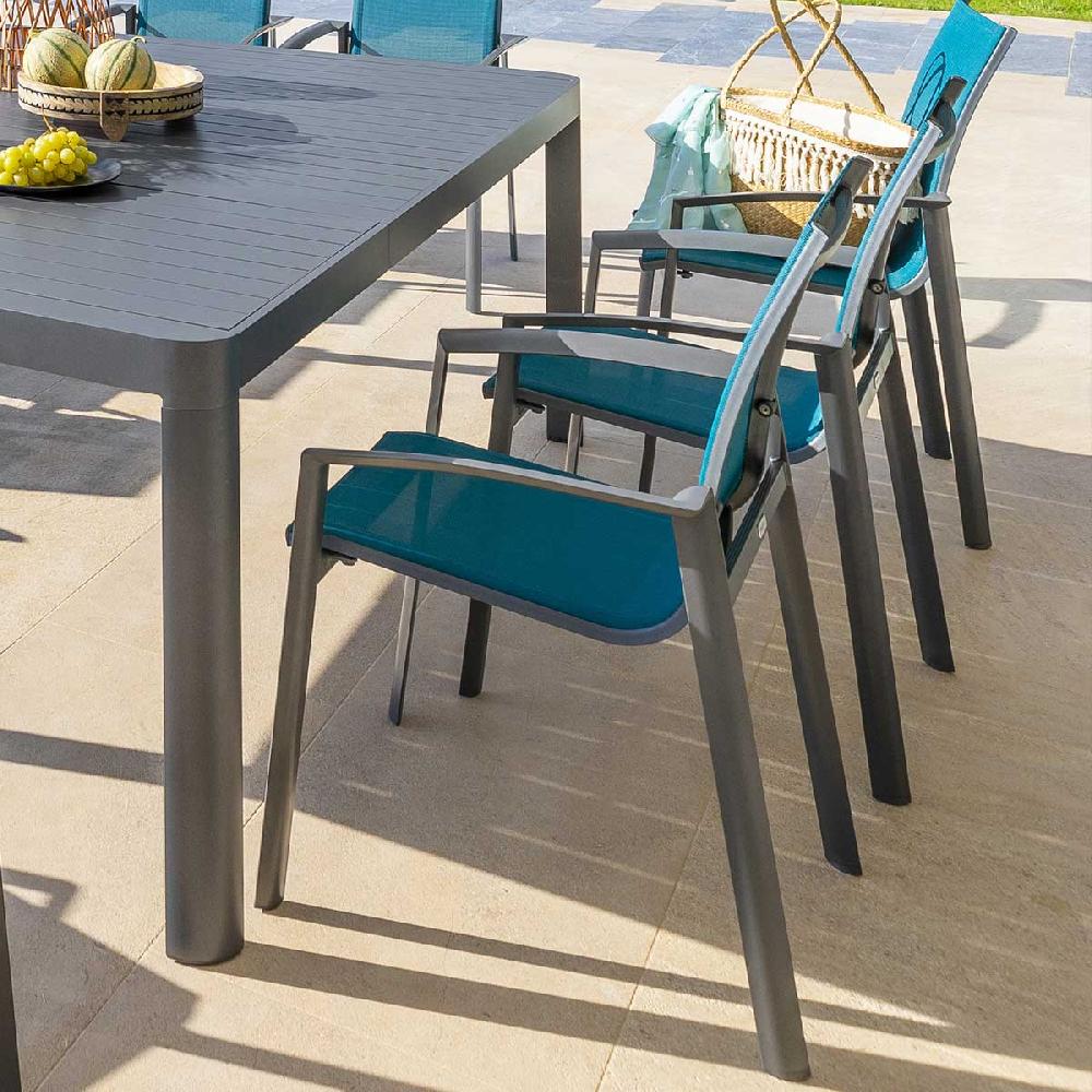 hesperide Fauteuil de jardin empilable AXANT Bleu canard & Graphite