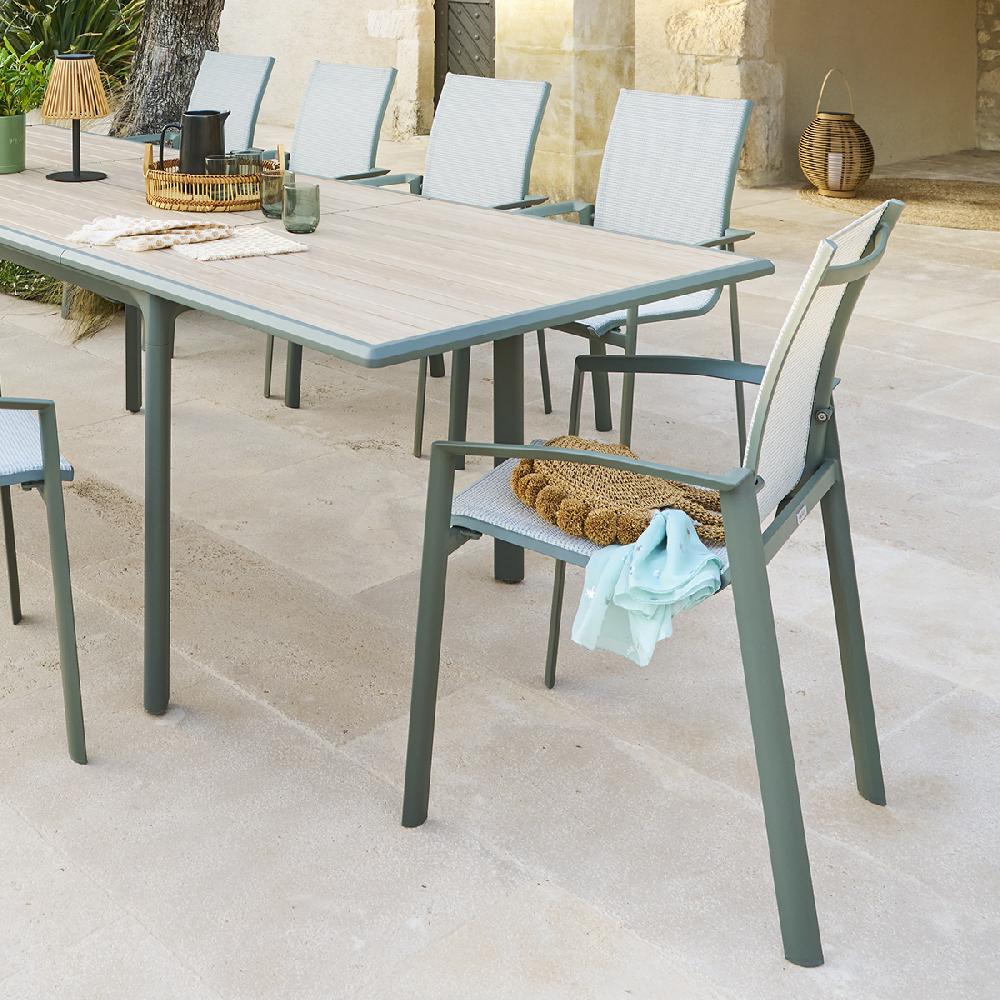 Hesperide Fauteuil De Jardin Empilable AXANT Vert Olive & Vert Laurier