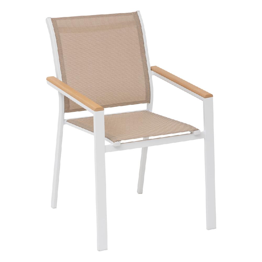 Hesperide Fauteuil De Jardin Empilable ESSENTIA Lin Blanc & Acacia