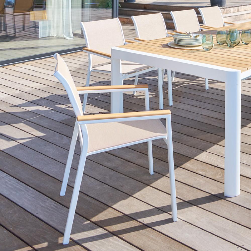 hesperide Fauteuil de jardin empilable ESSENTIA Lin Blanc & Acacia