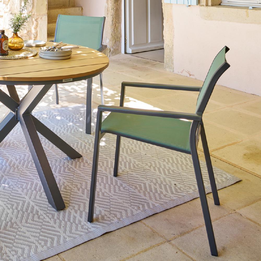 hesperide Fauteuil de jardin empilable ESSENTIA Vert olive & Graphite