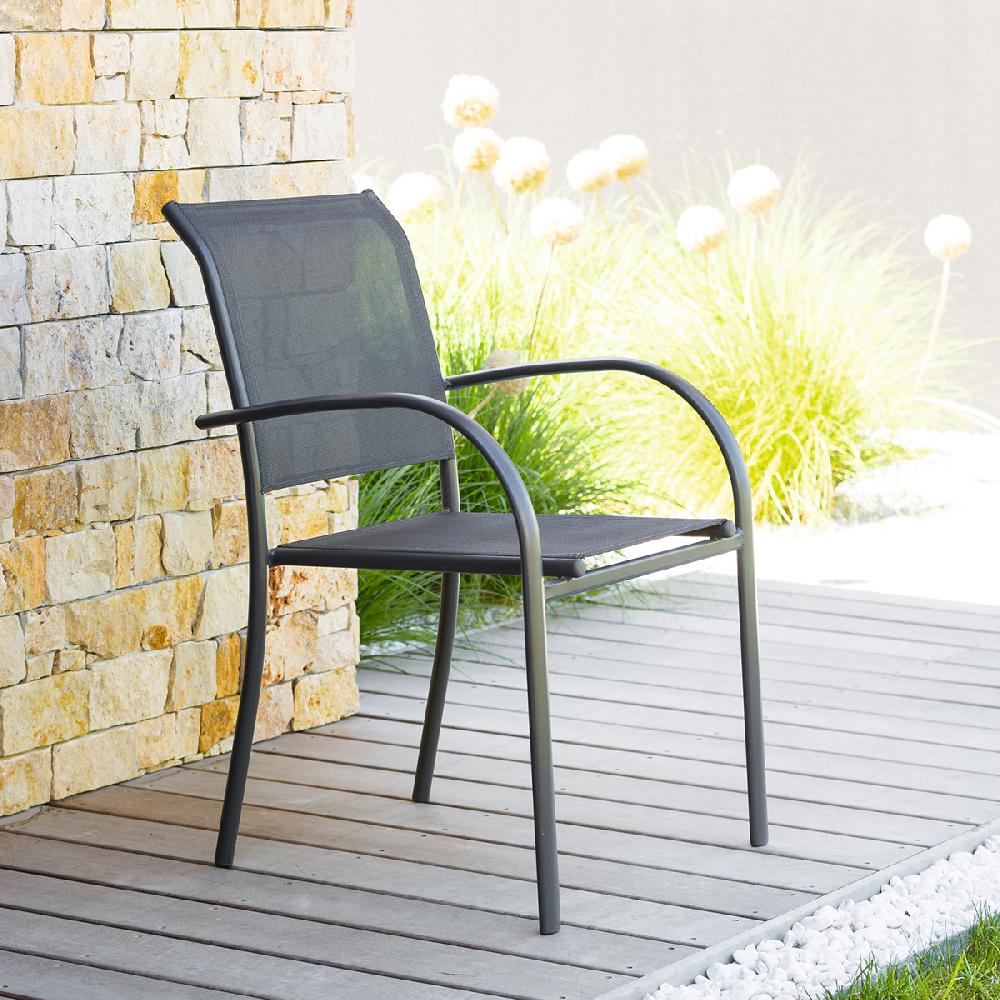 hesperide Fauteuil de jardin empilable PIAZZA Anthracite & Graphite