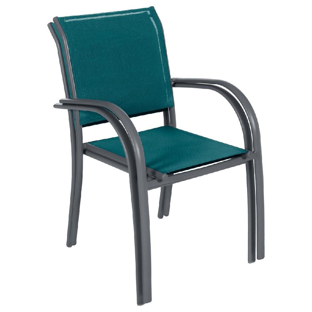 Hesperide Fauteuil De Jardin Empilable PIAZZA Bleu Canard & Graphite