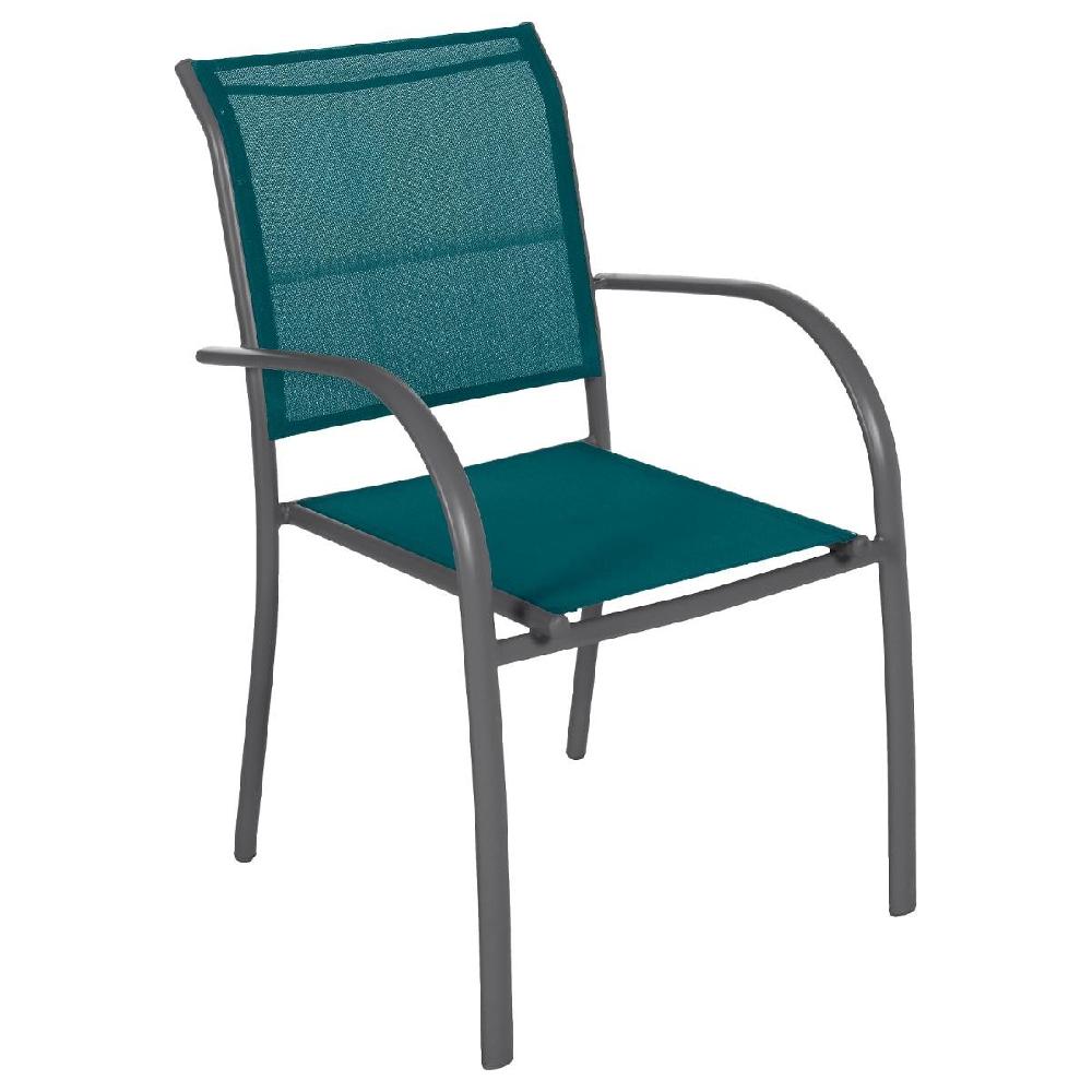 hesperide Fauteuil de jardin empilable PIAZZA Bleu canard & Graphite