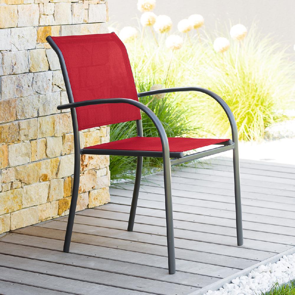 hesperide Fauteuil de jardin empilable PIAZZA Grenade & Graphite
