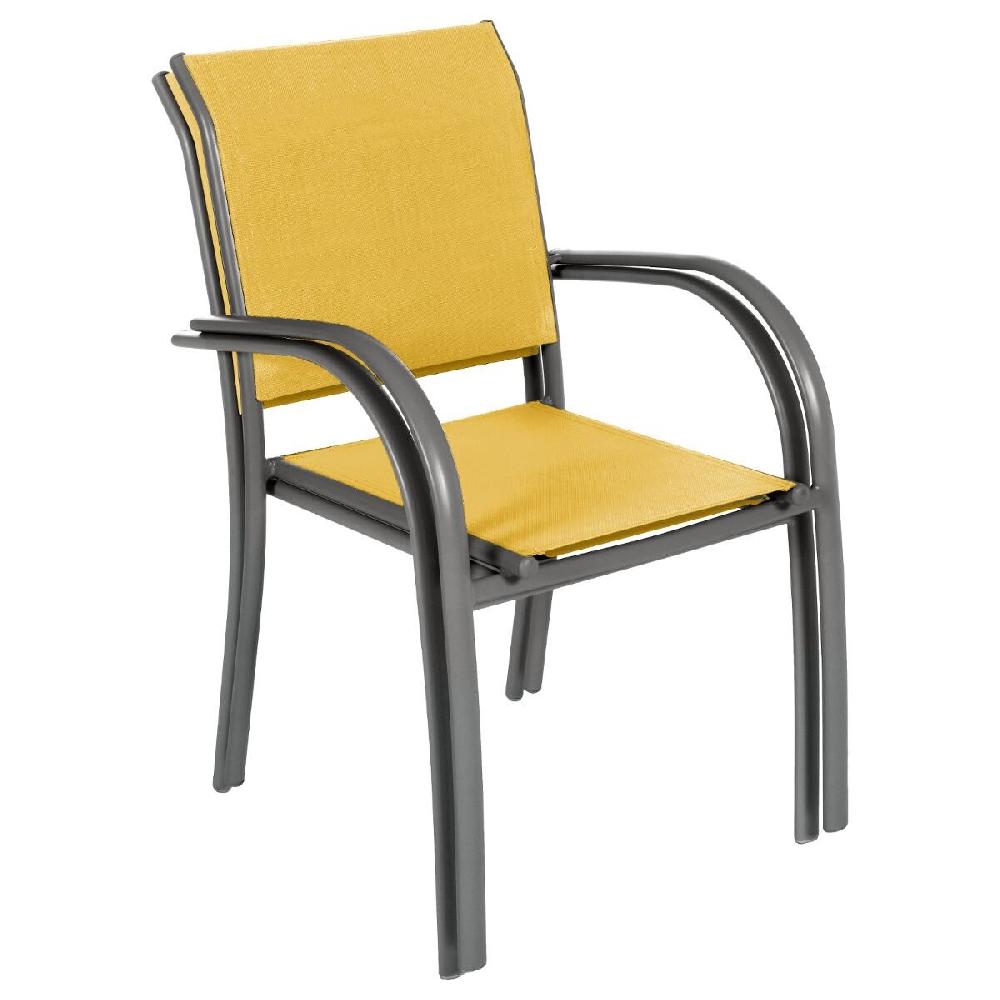 Hesperide Fauteuil De Jardin Empilable PIAZZA Jaune Moutarde & Graphite