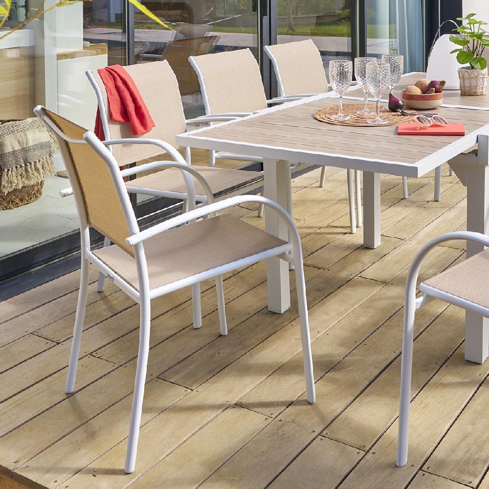 hesperide Fauteuil de jardin empilable PIAZZA Lin & Blanc