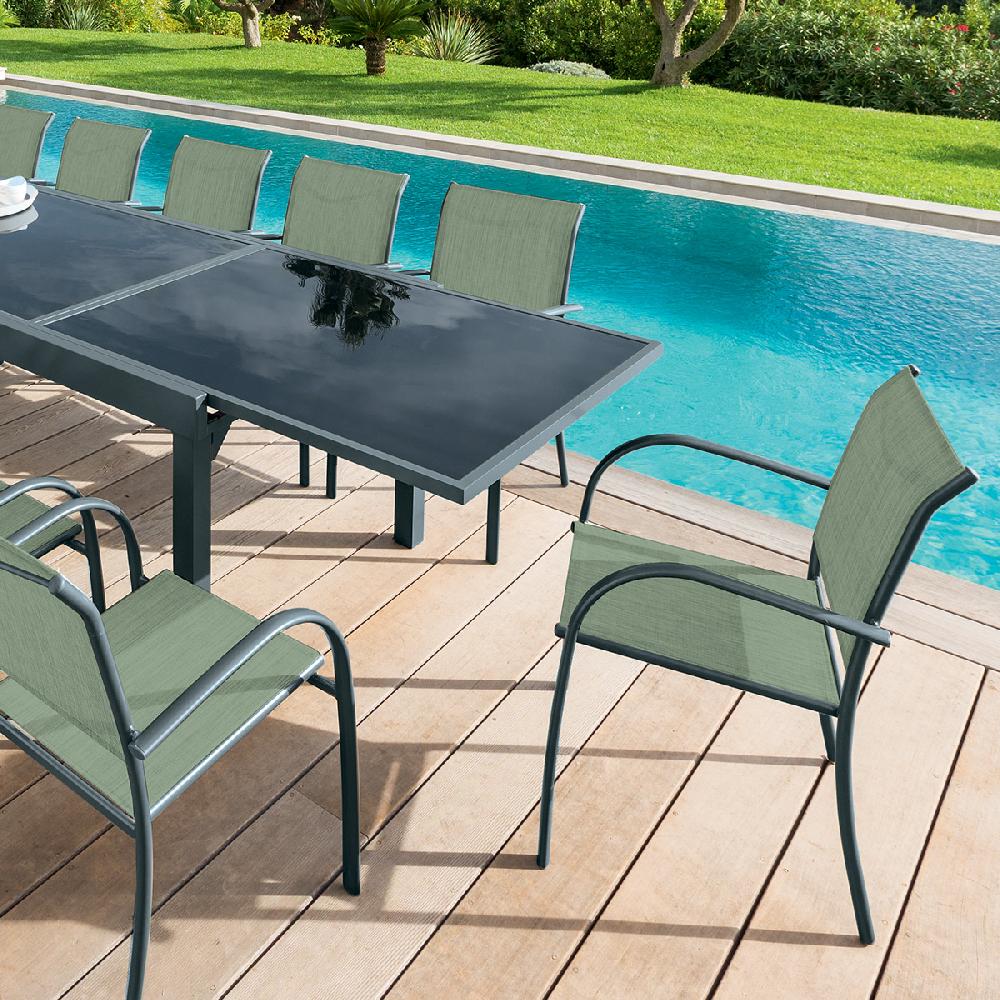 Hesperide Fauteuil De Jardin Empilable PIAZZA Vert Olive & Graphite