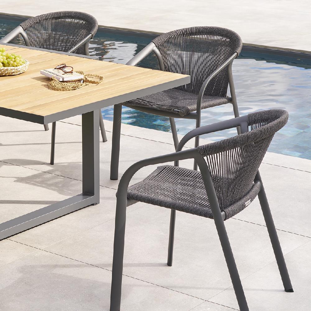 Hesperide Fauteuil De Jardin Empilable RIU Anthracite & Graphite