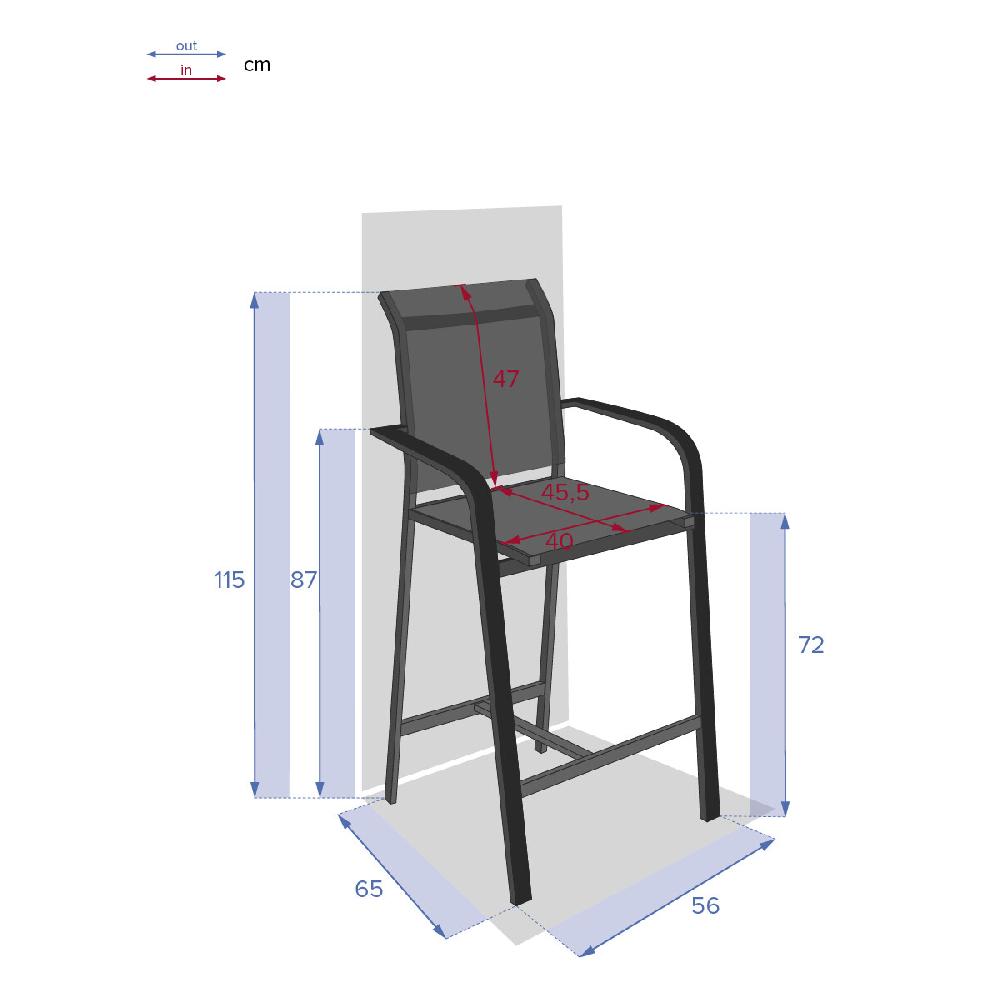 Hesperide Fauteuil De Jardin Haut ESSENTIA Anthracite & Graphite