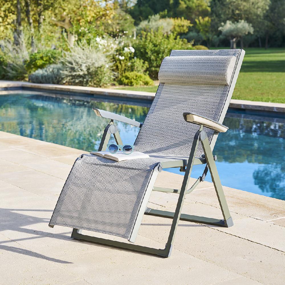hesperide Fauteuil de jardin inclinable DECIMA Vert olive & Vert laurier