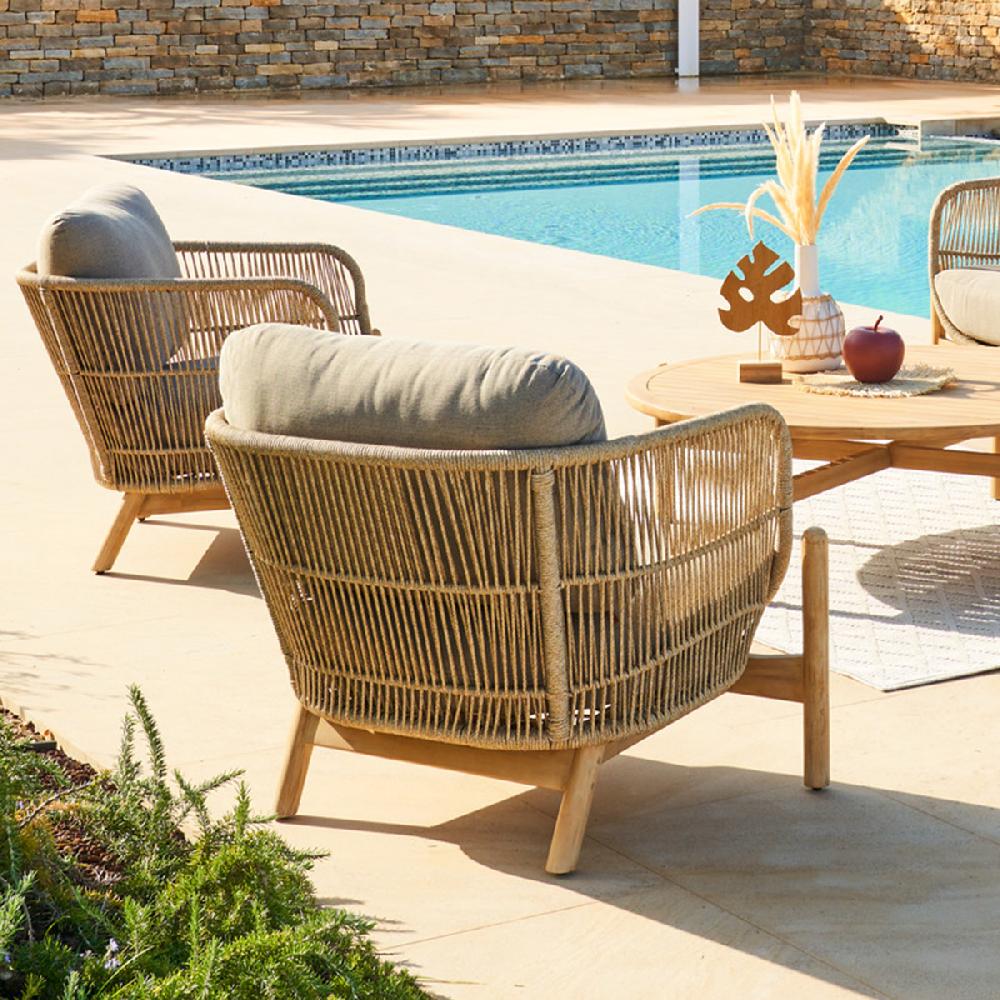 hesperide Fauteuil de salon de jardin DEONA Taupe & Acacia