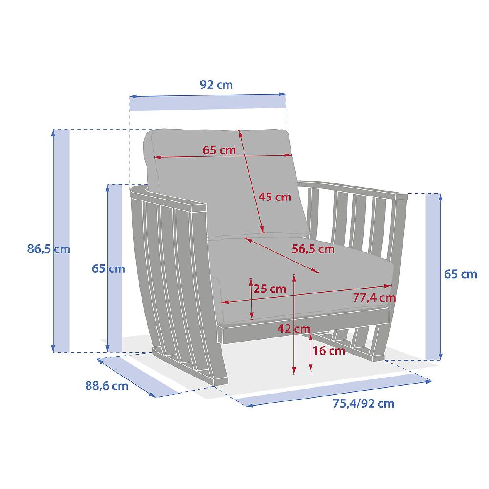 Hesperide Fauteuil De Salon De Jardin LEMINDO Eucalyptus & Beige