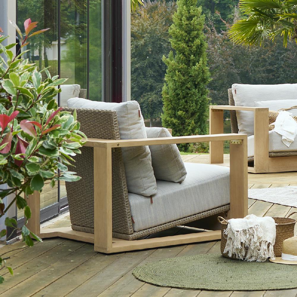 hesperide Fauteuil de salon de jardin LOEVO Eucalyptus & Beige