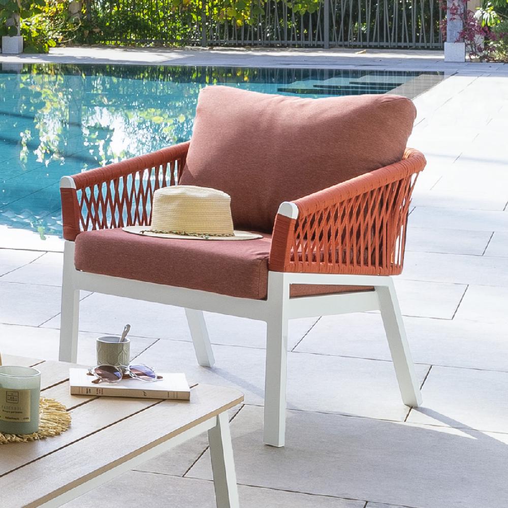 hesperide Fauteuil de salon de jardin ORIENGO Brique & Blanc