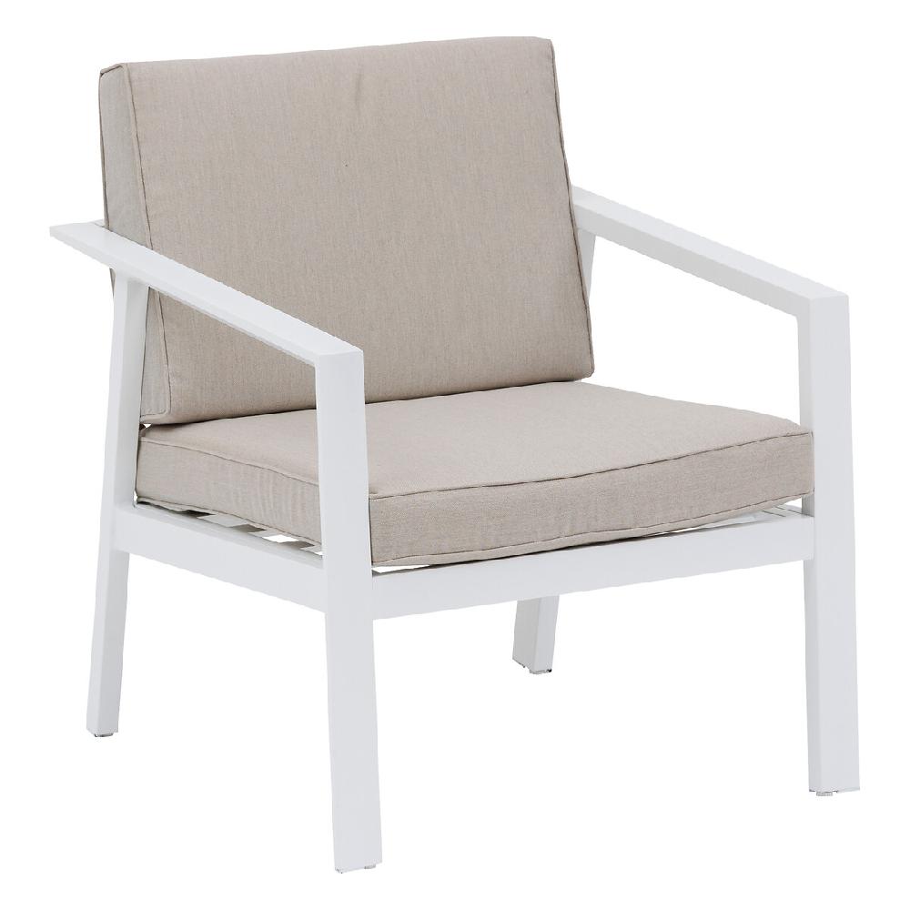 hesperide Fauteuil de salon de jardin PAVANE Beige ficelle & Blanc