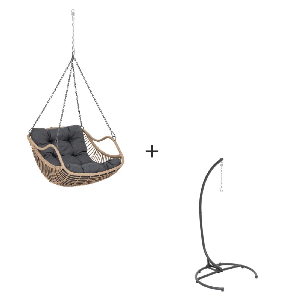 hesperide Fauteuil oeuf suspendu GIBRALTAR Ardoise + 1 pied réglable PANAO