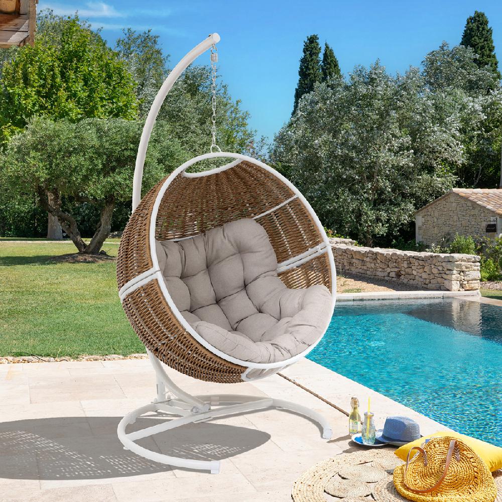 hesperide Fauteuil oeuf suspendu ORBIANA Taupe & Blanc
