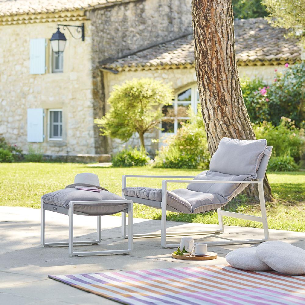 hesperide Fauteuil relax de jardin LAMBINIO Blanc & Gris clair