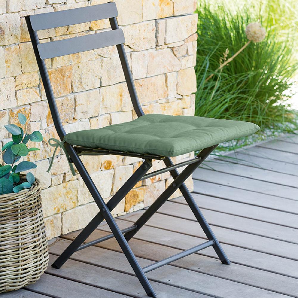 hesperide Galette de chaise carrée 4 points KORAI Vert olive