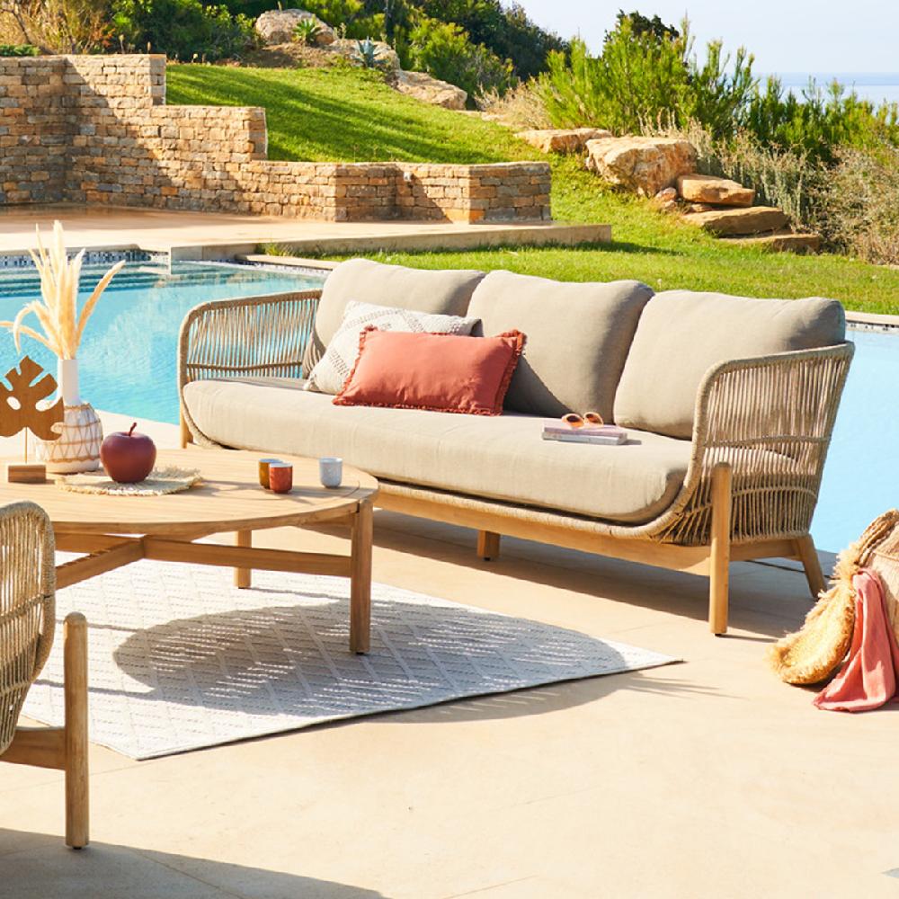 hesperide Canapé de jardin DEONA Taupe & Acacia