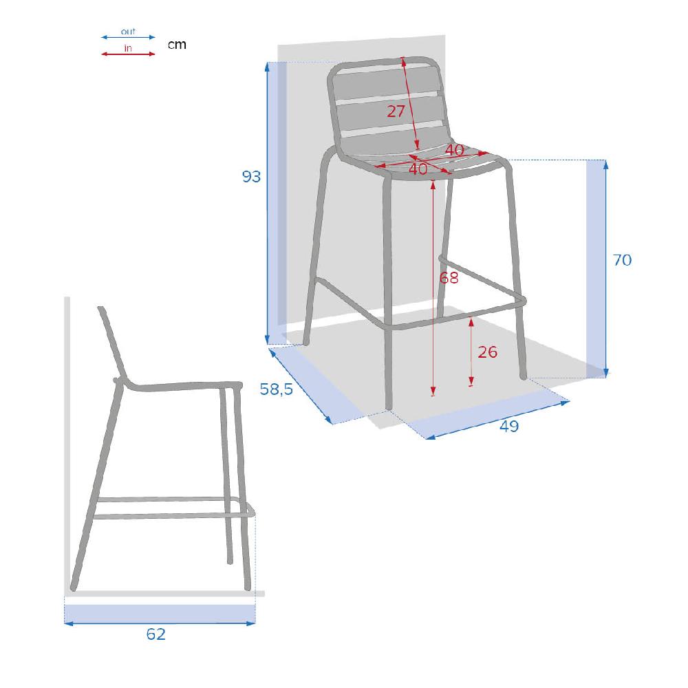 Hesperide Chaise De Bar Empilable PHUKET Argile
