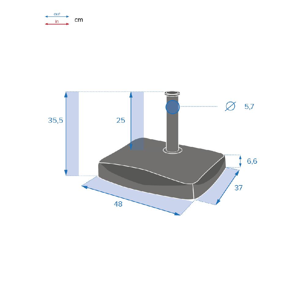 Hesperide Demi-pied De Parasol Carré ORCADO Noir