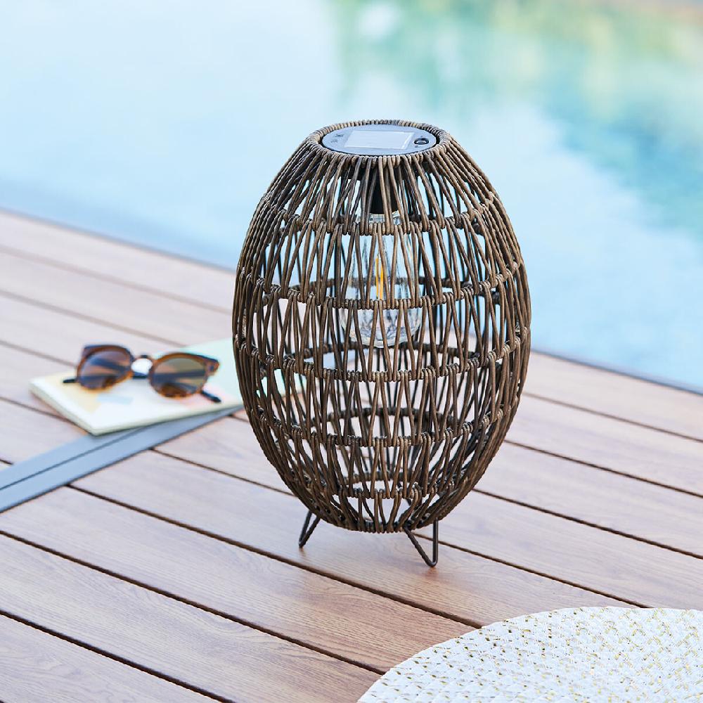 hesperide Lampe d'extérieur solaire ovale Beige