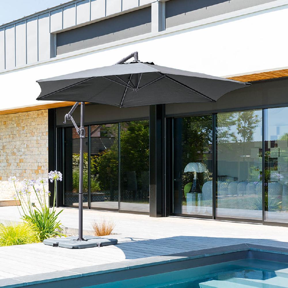 hesperide Parasol déporté rond JANEIRO Ardoise