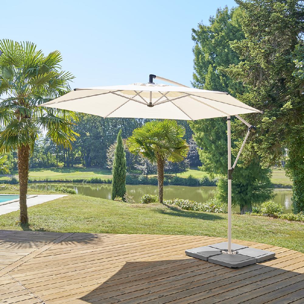 hesperide Parasol déporté rond MANOA Argile & Blé