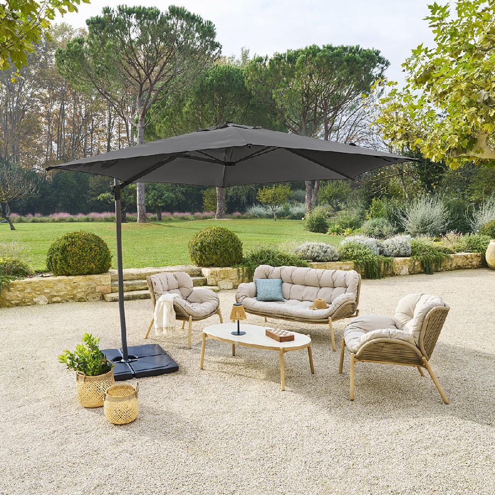 hesperide Parasol déporté rond NAULIA Ardoise