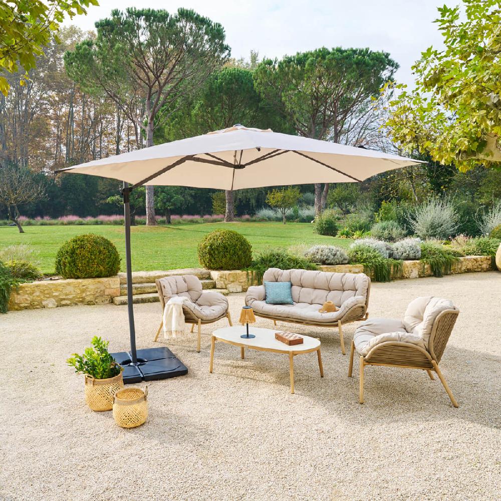 hesperide Parasol déporté rond NAULIA Blé