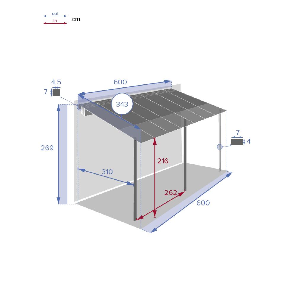 Hesperide Pergola Adossée BELIZE Graphite
