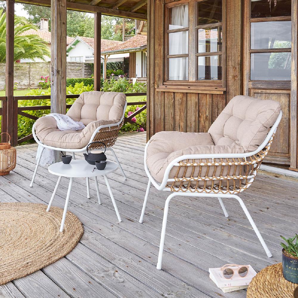 hesperide Salon de jardin duo PAOPAO Beige & Blanc