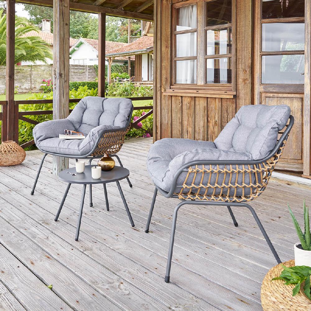 Hesperide Salon De Jardin Duo PAOPAO Gris & Graphite