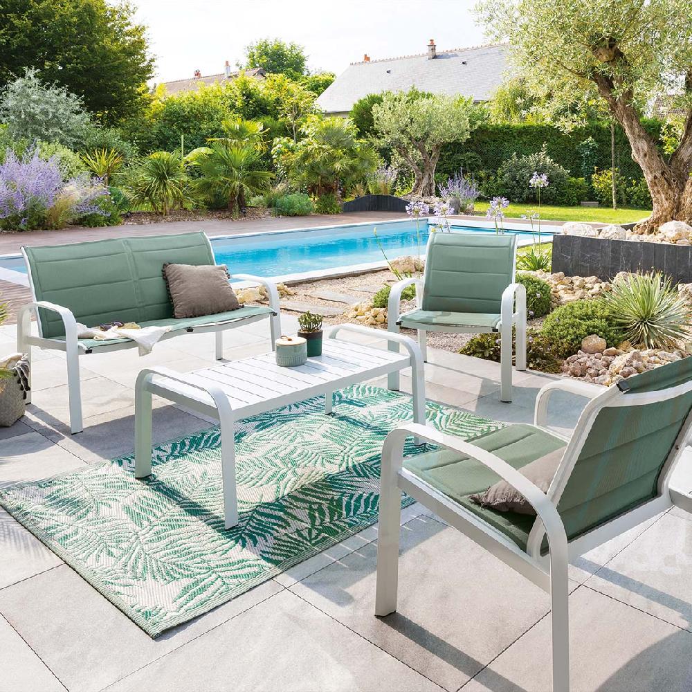 Hesperide Salon De Jardin ELYN Vert Jade & Blanc