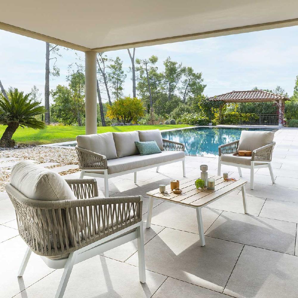 hesperide Salon de jardin ORIENGO Taupe & Blanc