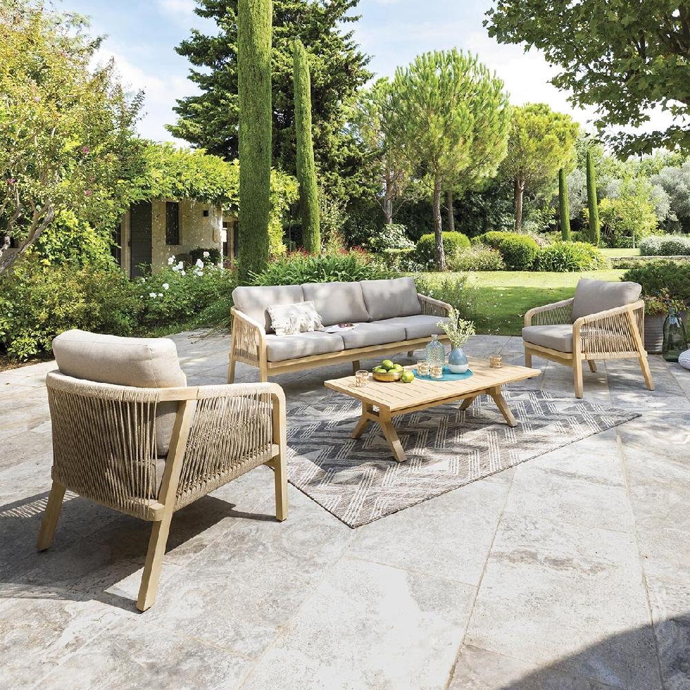 hesperide Salon de jardin PAPOUASIE Taupe & Acacia