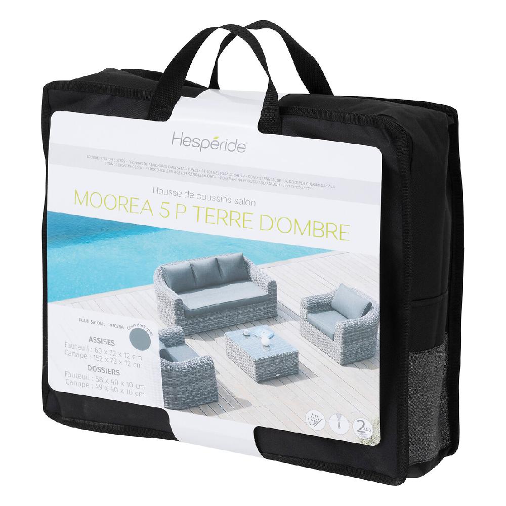 hesperide Housse de coussin pour salon MOORÉA 5 places Terre d'ombre