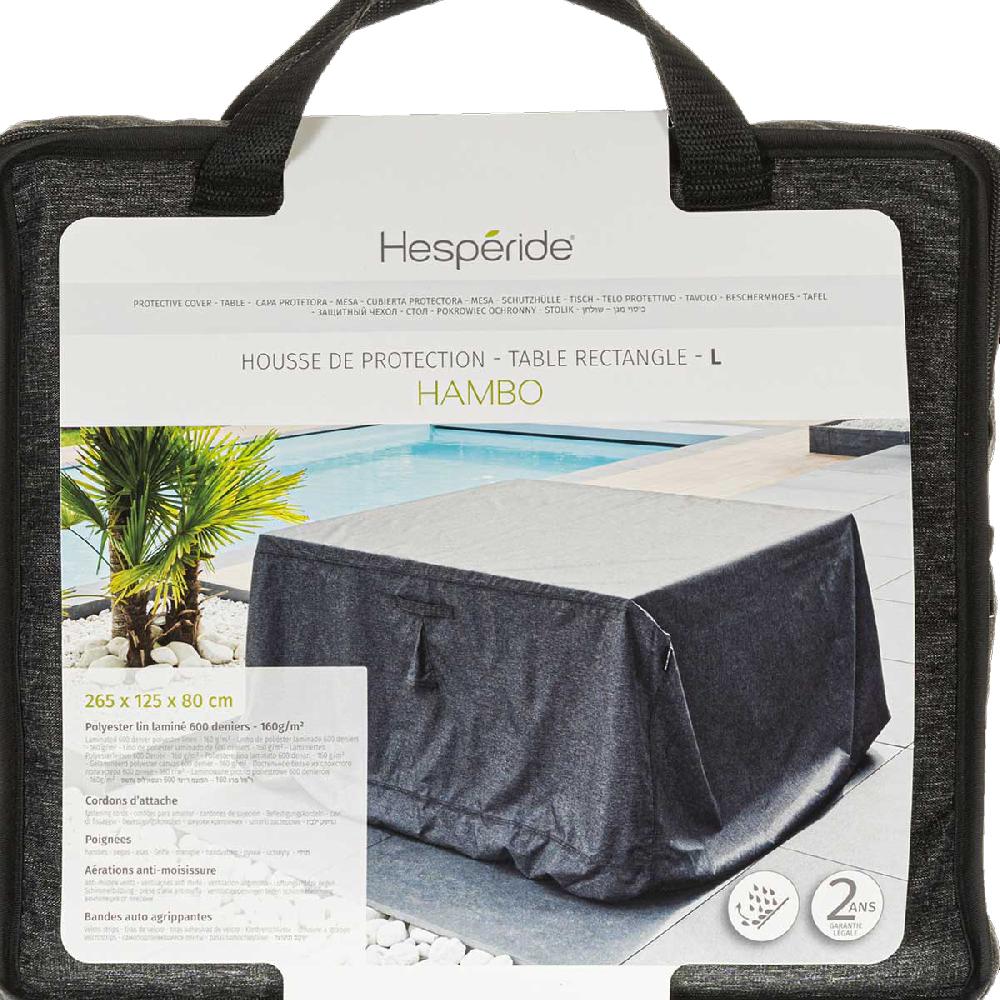 hesperide Housse de protection HAMBO pour table rectangulaire Gris L