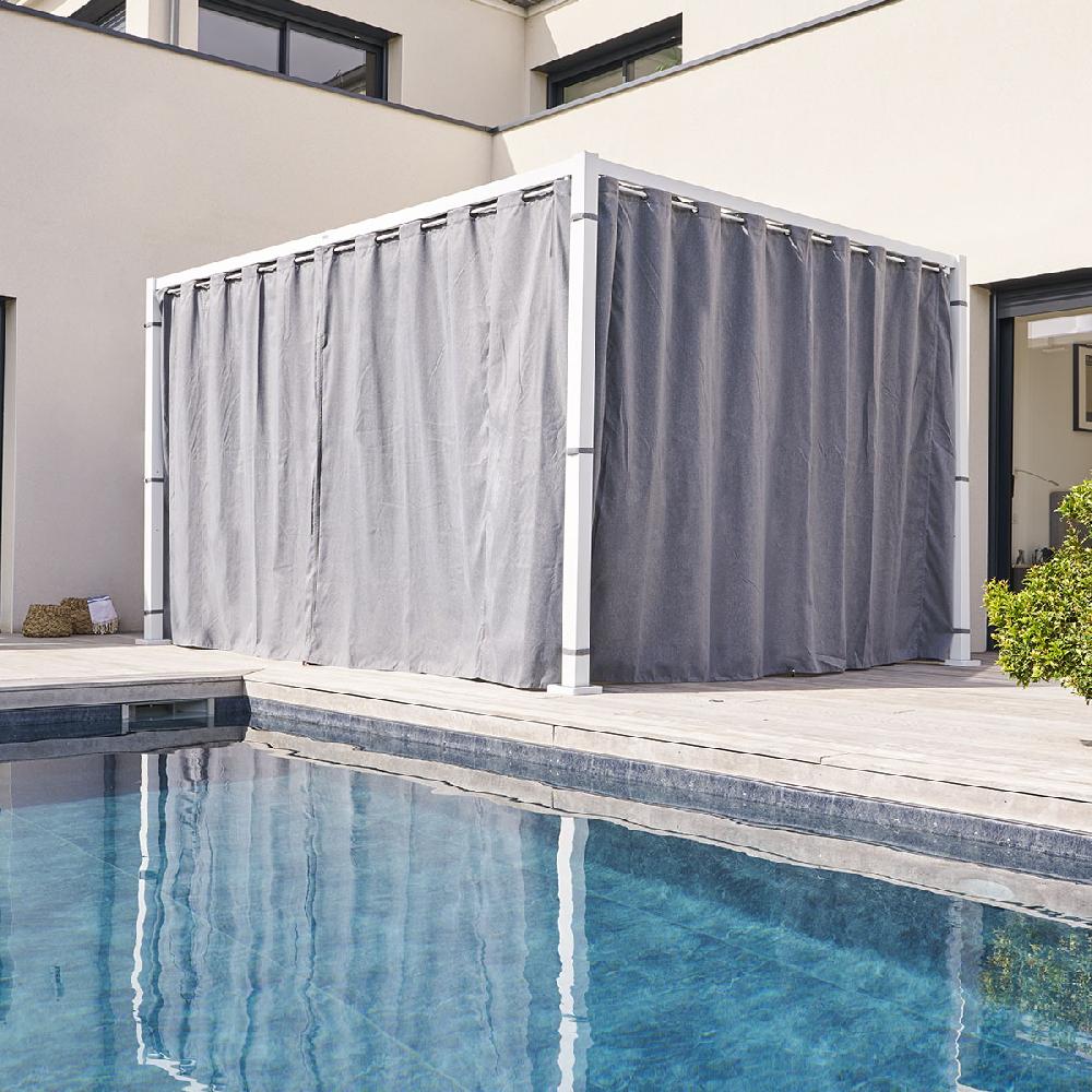 hesperide Kit de rideaux et de rails pour tonnelle ZALYA Blanc & Ardoise