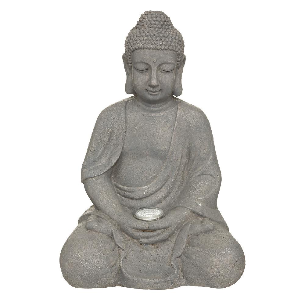hesperide Lampe d'extérieur Bouddha solaire Ardoise