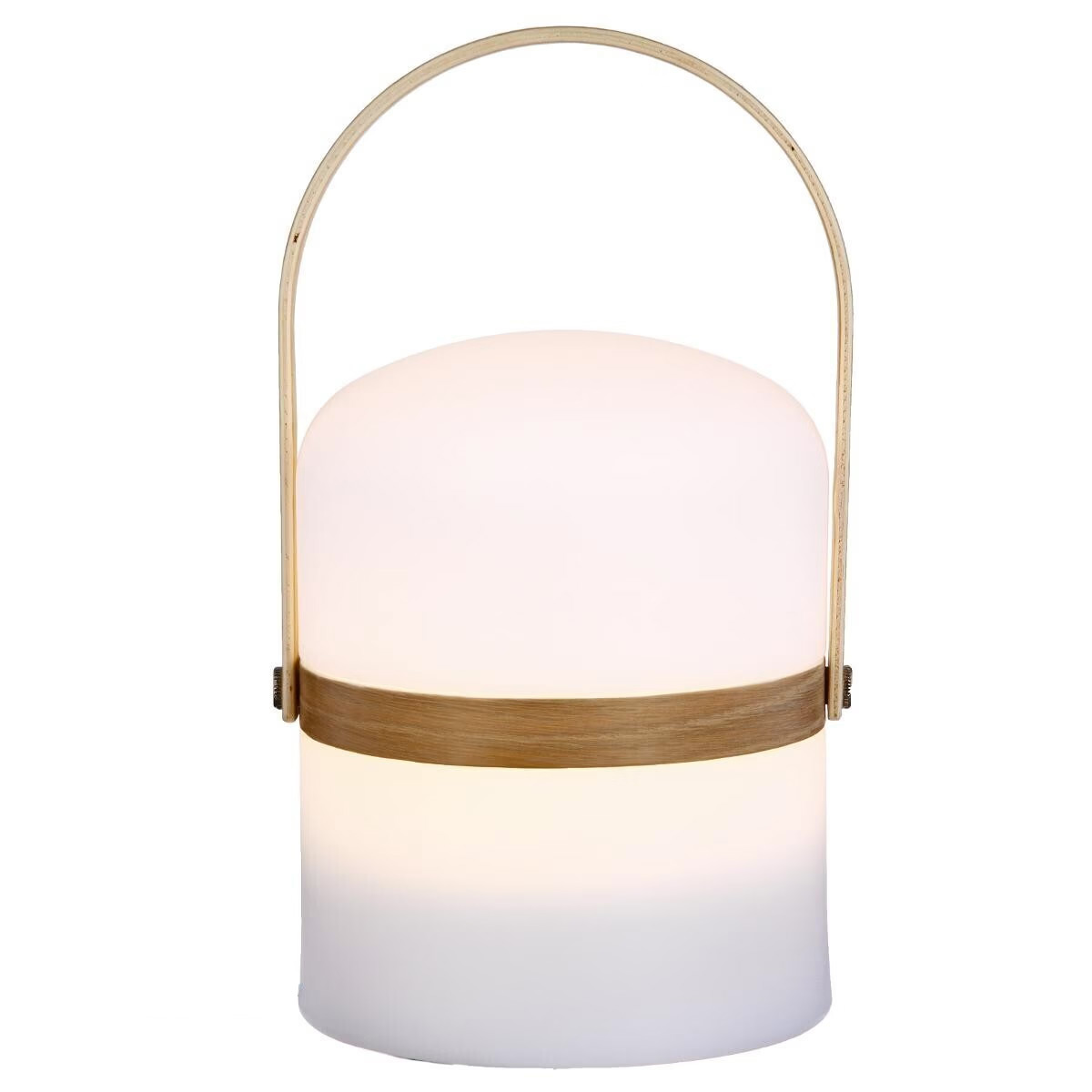 Hesperide Lampe D'extérieur KIARA Rechargeable USB Avec Anse En Bois Blanc