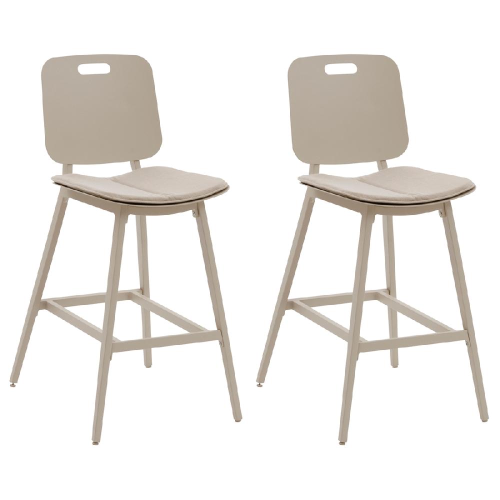 hesperide Lot de 2 chaises hautes de jardin TERZANO Beige & Argile