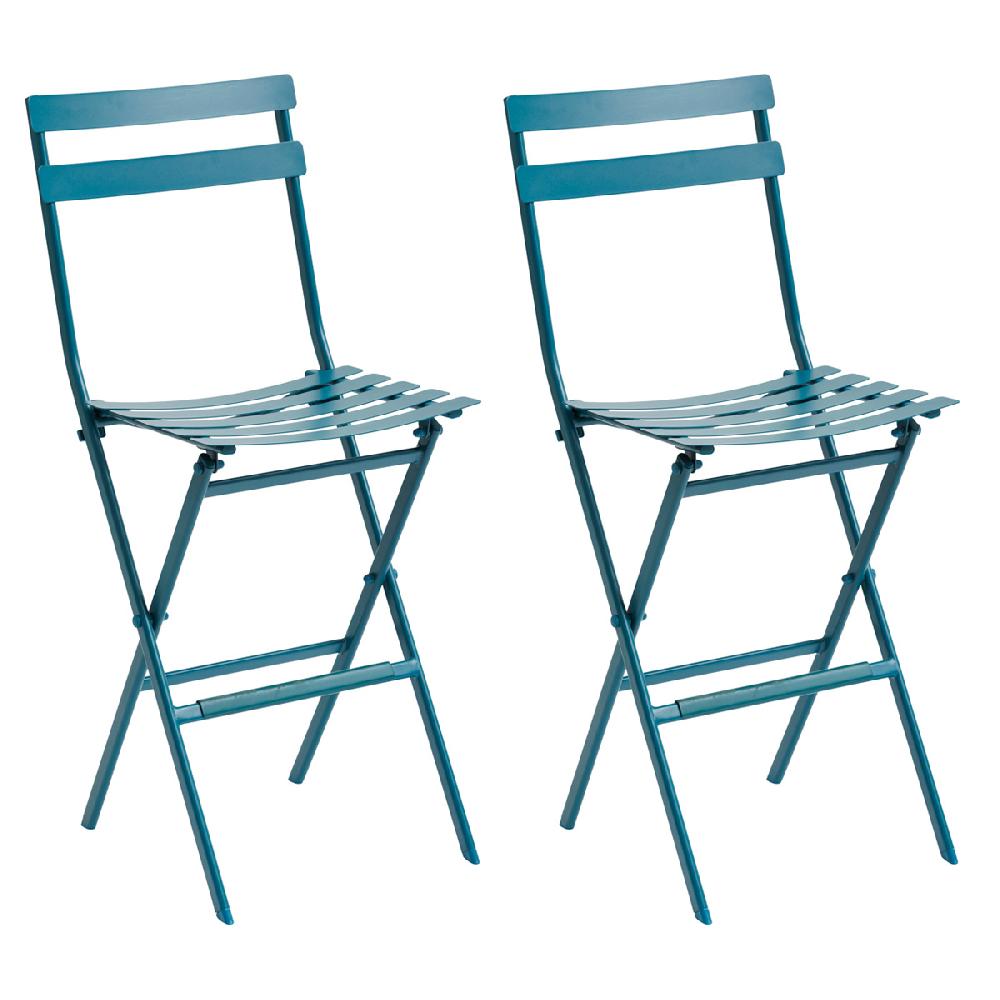 hesperide Lot de 2 chaises hautes pliantes de jardin GREENSBORO Bleu canard