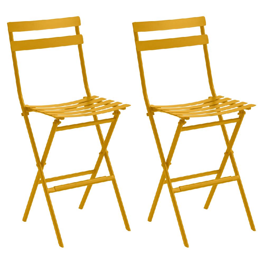 hesperide Lot de 2 chaises hautes pliantes de jardin GREENSBORO Jaune moutarde