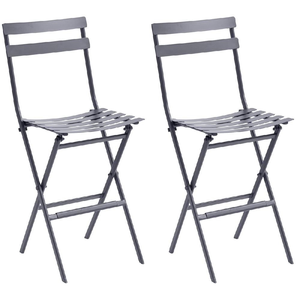 hesperide Lot de 2 chaises hautes pliantes de jardin GREENSBORO Graphite