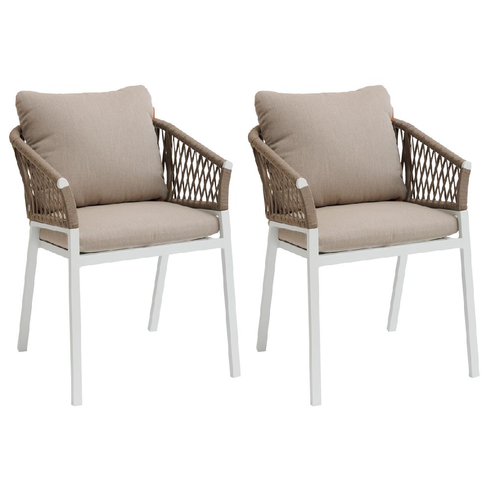 hesperide Lot de 2 fauteuils de jardin ORIENGO Taupe & Blanc