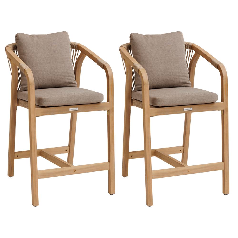 hesperide Lot de 2 fauteuils hauts de jardin PAPOUASIE Acacia & Taupe
