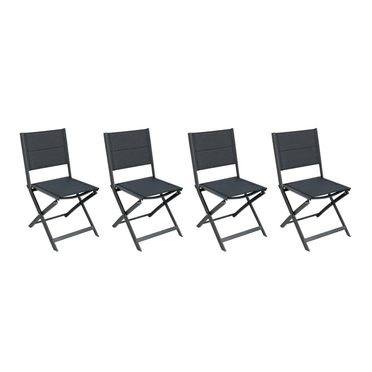 hesperide Lot de 4 chaises de jardin pliantes ALLURE Gris poivre & Graphite